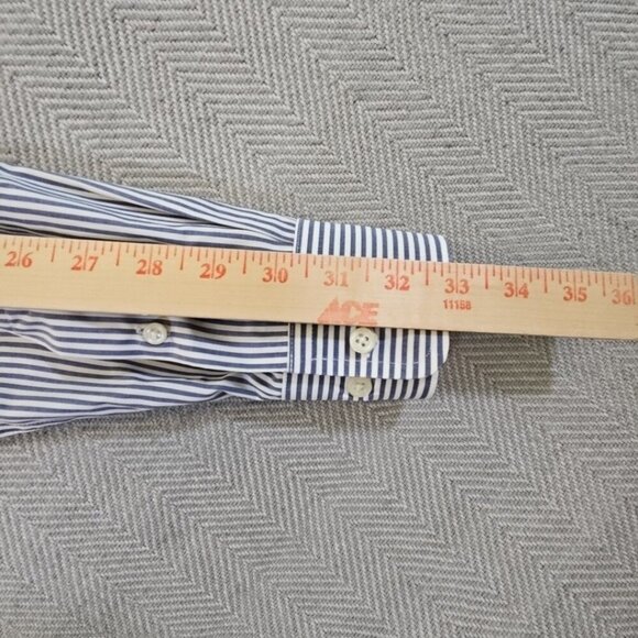 Lauren Ralph Lauren Long Sleeve Shirt Men's 15 32/33 Med Gray Stripe Stretch EUC - Picture 13 of 15